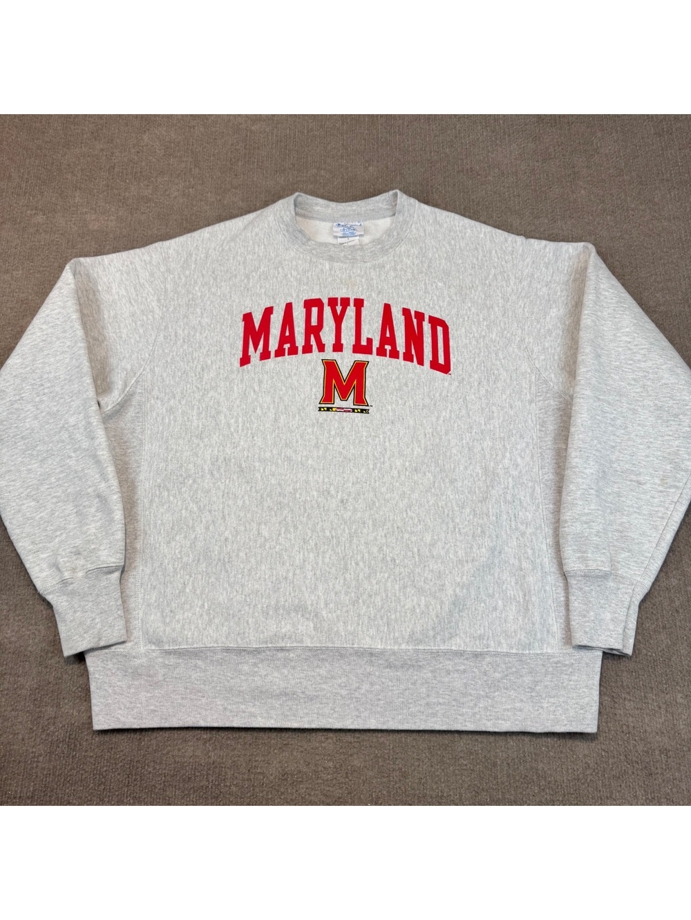 Maryland Terrapins Champion Reverse Weave TERPS Gray Crewneck Sweatshirt Large